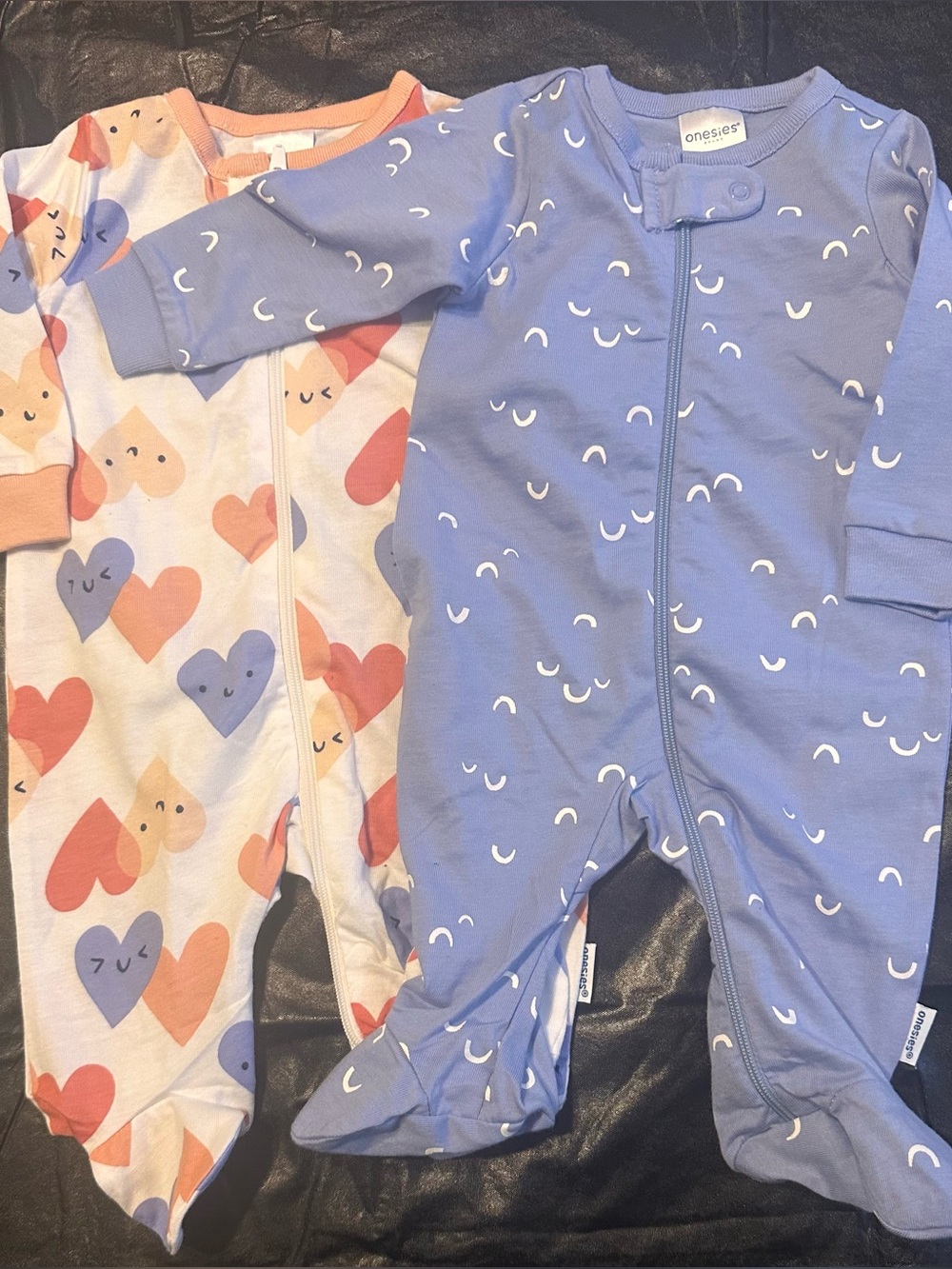 Baby Girls' Heart & Blue Printed One-Pieces - 2 Pack